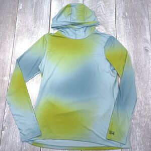 Mountain Hardwear Crater Lake Hoody Womens Large Blue Green Ombre Sun Shirt L
